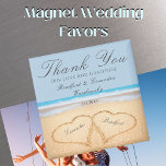 Dusty Blue Wedding 2 Hearts on Sand Wedding favour Magnet<br><div class="desc">Dusty BlueBeach Wedding 2 Hearts in the Sand wedding magnet favour.  Beach wedding products are available on a large array of products for the perfect custom beach wedding.</div>
