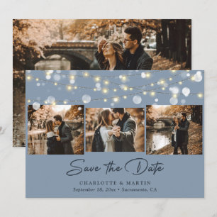 Dusty Blue Wedding 4 Photo Collage Save The Date