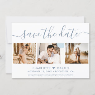 Dusty Blue Wedding 4 Photo Save The Date