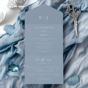 Dusty Blue Wedding All In One Invitation