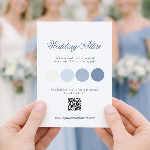 Dusty Blue Wedding Attire Card with QR Code