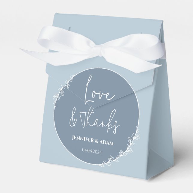 Dusty Blue Wedding Bridal Favour Thank You Bag Favour Box (Front Side)