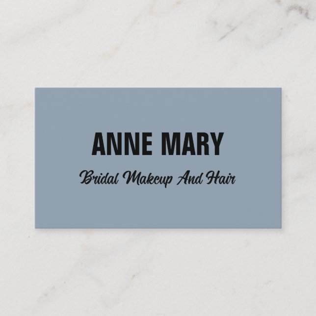 Dusty Blue Wedding Bridal Hair Makeup Artist Salon Business Card (Front)
