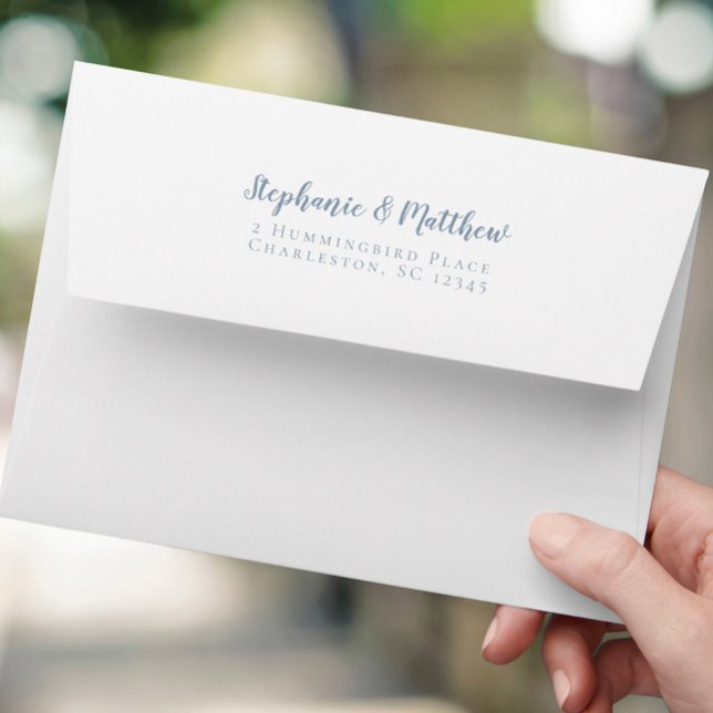 Dusty Blue Wedding Classic Return Address White Envelope (Dusty Blue Wedding Classic Return Address White Envelope)