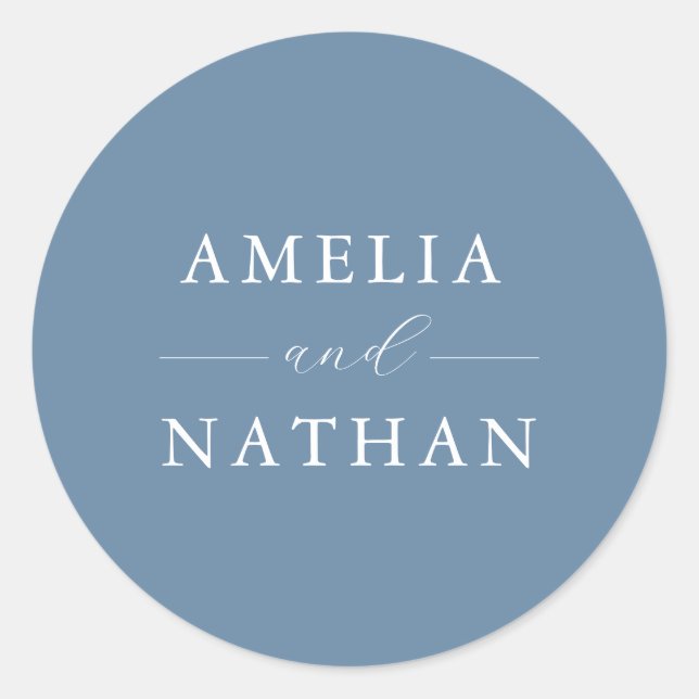 Dusty Blue Wedding Classic Round Sticker (Front)
