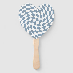 Dusty Blue Wedding Collection Check Checkered  Hand Fan