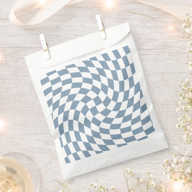 Dusty Blue Wedding Collection Check Chequered    Favour Bags (Clipped)