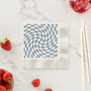 Dusty Blue Wedding Collection Check Chequered Napkin