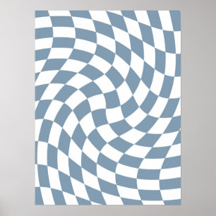 Dusty Blue Wedding Collection Check Chequered Poster