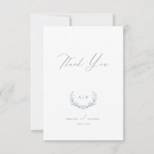 Dusty Blue Wedding Day Thank you Flat Note Card