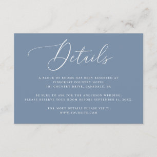 Dusty Blue Wedding Details Coastal Accommodation Enclosure Card