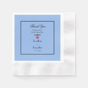 Dusty Blue Wedding Elegant Black Details Thank You Napkin