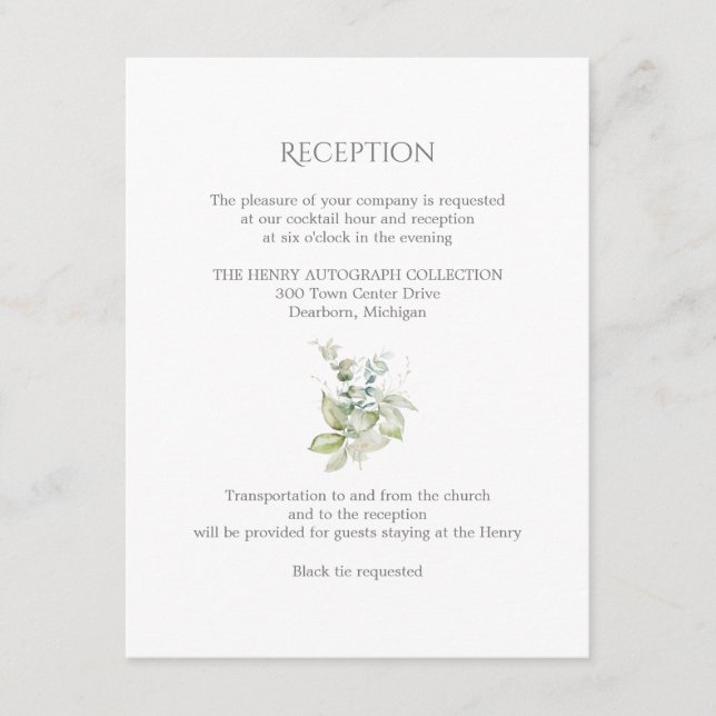 Dusty Blue Wedding | Elegant Spring floral Enclosure Card (Front)