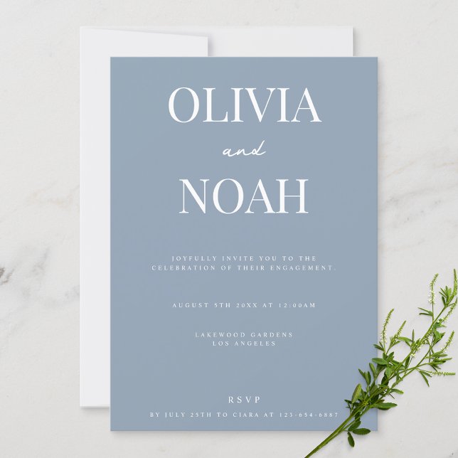 Dusty Blue Wedding Engagement Party Invitation (Creator Uploaded)