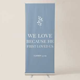 Dusty blue wedding entrance  retractable banner