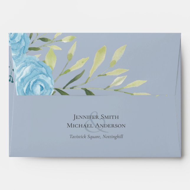 Dusty Blue Wedding Envelope (Back (Top Flap))