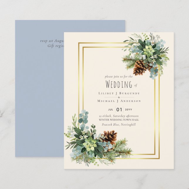 Dusty Blue Wedding Eucalyptus Greenery Budget (Front/Back)