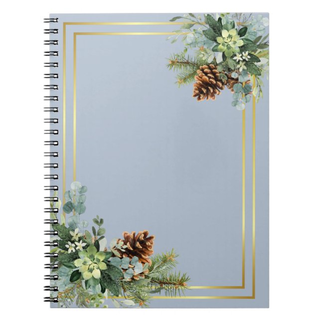 Dusty Blue Wedding Eucalyptus Greenery Budget Notebook (Front)