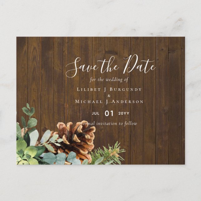 Dusty Blue Wedding Eucalyptus Greenery Budget Postcard (Front)