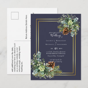 Dusty Blue Wedding Eucalyptus Greenery Budget Postcard