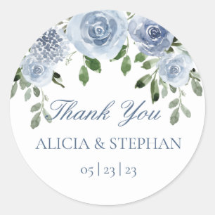 Dusty Blue Wedding Favour Thank You Round Sticker