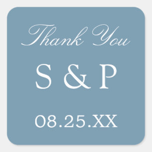 Dusty Blue Wedding Favour Thank You Sticker