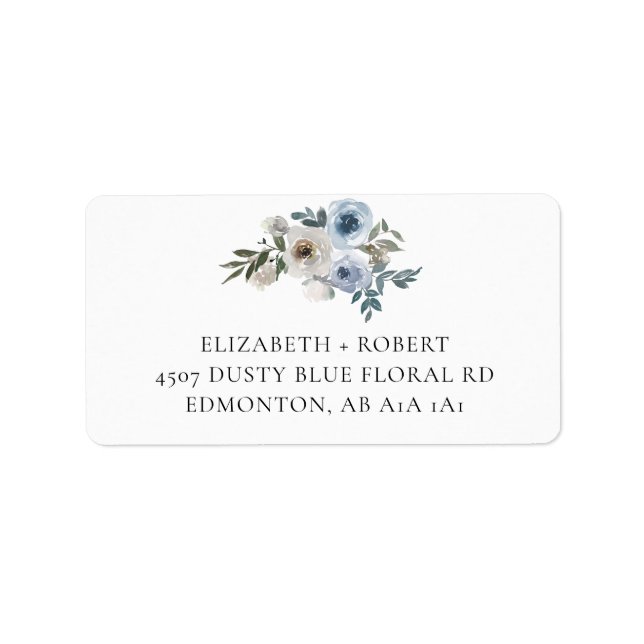 Dusty Blue Wedding Floral Details Reception Script Label (Front)