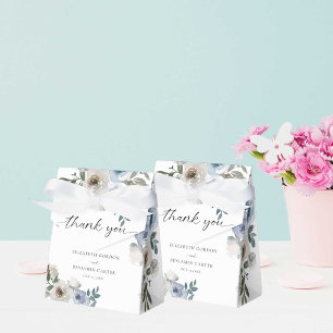 Dusty Blue Wedding Floral Elegant Script Rustic  Favour Box