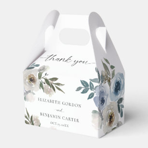 Dusty Blue Wedding Floral Elegant Script Rustic Favour Box