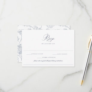 Dusty Blue Wedding Food Allergy Diet Restriction RSVP Card
