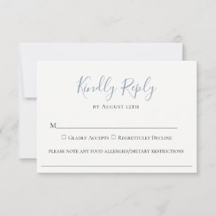 Dusty Blue Wedding Food Allergy RSVP Card