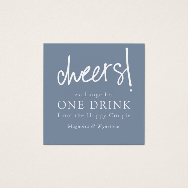 Dusty Blue Wedding Free Drink Tokens (Front)
