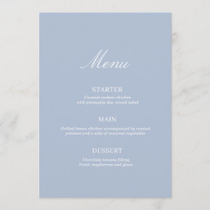 Dusty Blue Wedding Garden Party Cottagecore Menu