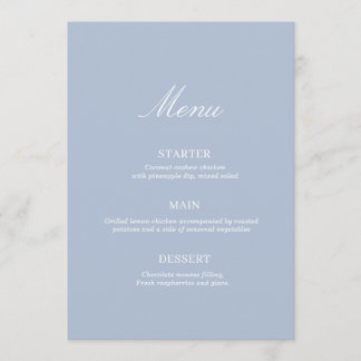 Dusty Blue Wedding Garden Party Cottagecore Menu