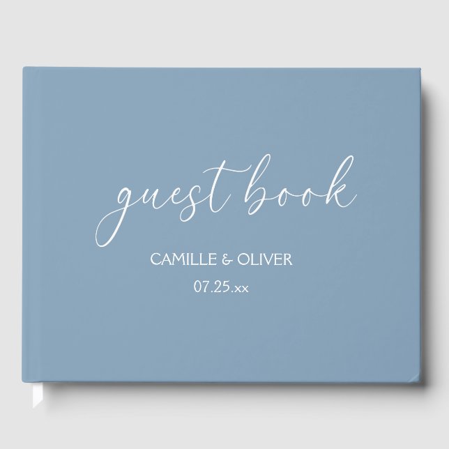 Dusty Blue Wedding Guest Book (Front)
