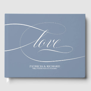Dusty Blue Wedding Guest Book Elegant