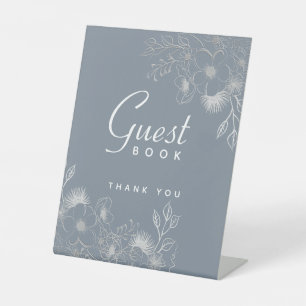 Dusty Blue Wedding Guest Book Pedestal Sign