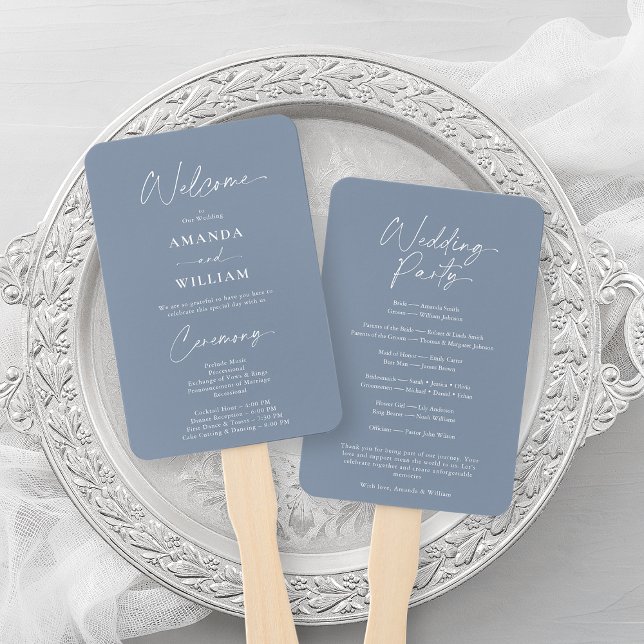 Dusty Blue Wedding Hand Fan (Creator Uploaded)