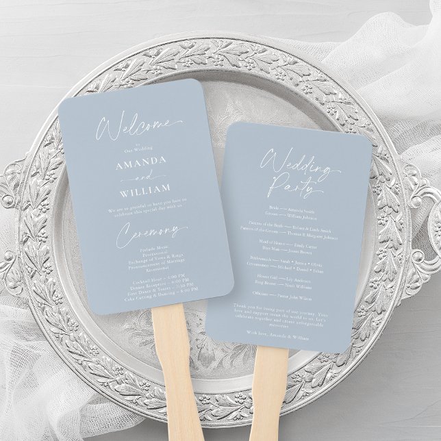 Dusty Blue Wedding Hand Fan (Creator Uploaded)