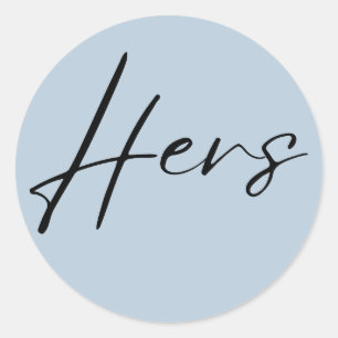 dusty blue wedding her sticker welcome bag 