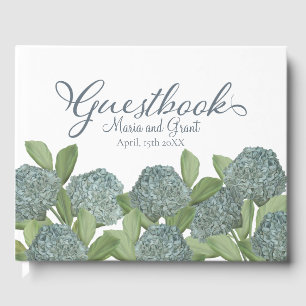 Dusty Blue Wedding Hydrangea Botanical Floral Guest Book
