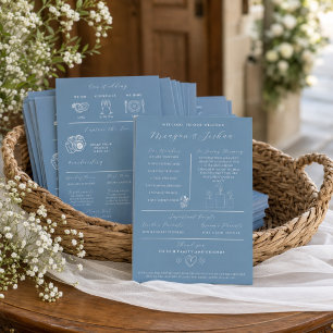 Dusty Blue Wedding Infographic Program Programme