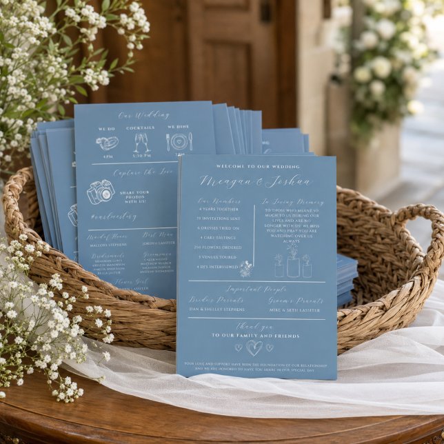 Dusty Blue Wedding Infographic Program Programme (Creator Uploaded)
