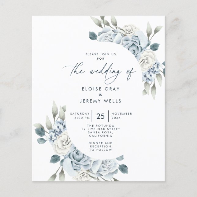 Dusty Blue Wedding Invitation (Front)
