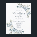 Dusty Blue Wedding Invitation<br><div class="desc">This modern wedding card has a botanical, minimalist design. The front features a lively script text above your first names and date. On the back, we've set the background as transparent, so that the colour of the paper will serve as the base colour. You can choose a colour for the...</div>