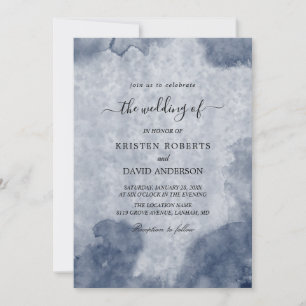 dusty blue wedding invitation