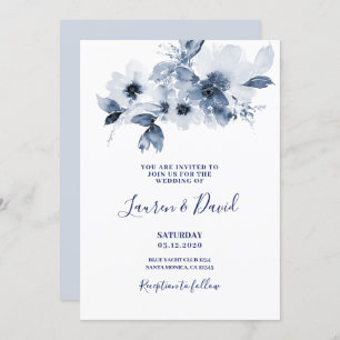 Dusty blue Wedding invitation