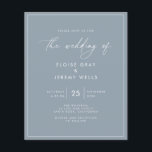 Dusty Blue Wedding Invitation<br><div class="desc">This modern wedding card has a warm, minimalist design. The front features a lively script text above your first names and date. On the back, we've set the background as transparent, so that the colour of the paper will serve as the base colour. You can choose a colour for the...</div>