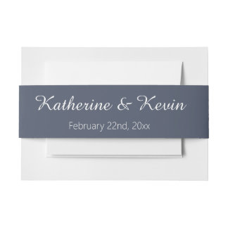 Dusty Blue Wedding  Invitation Belly Band