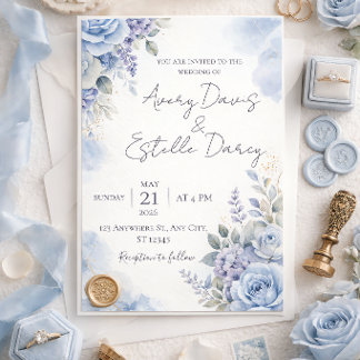 Dusty Blue Wedding Invitation | Elegant Watercolor